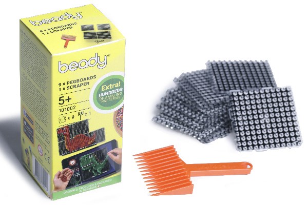 Beady Perleplader 9 stk. 6x6 cm + Skraber i Æske
