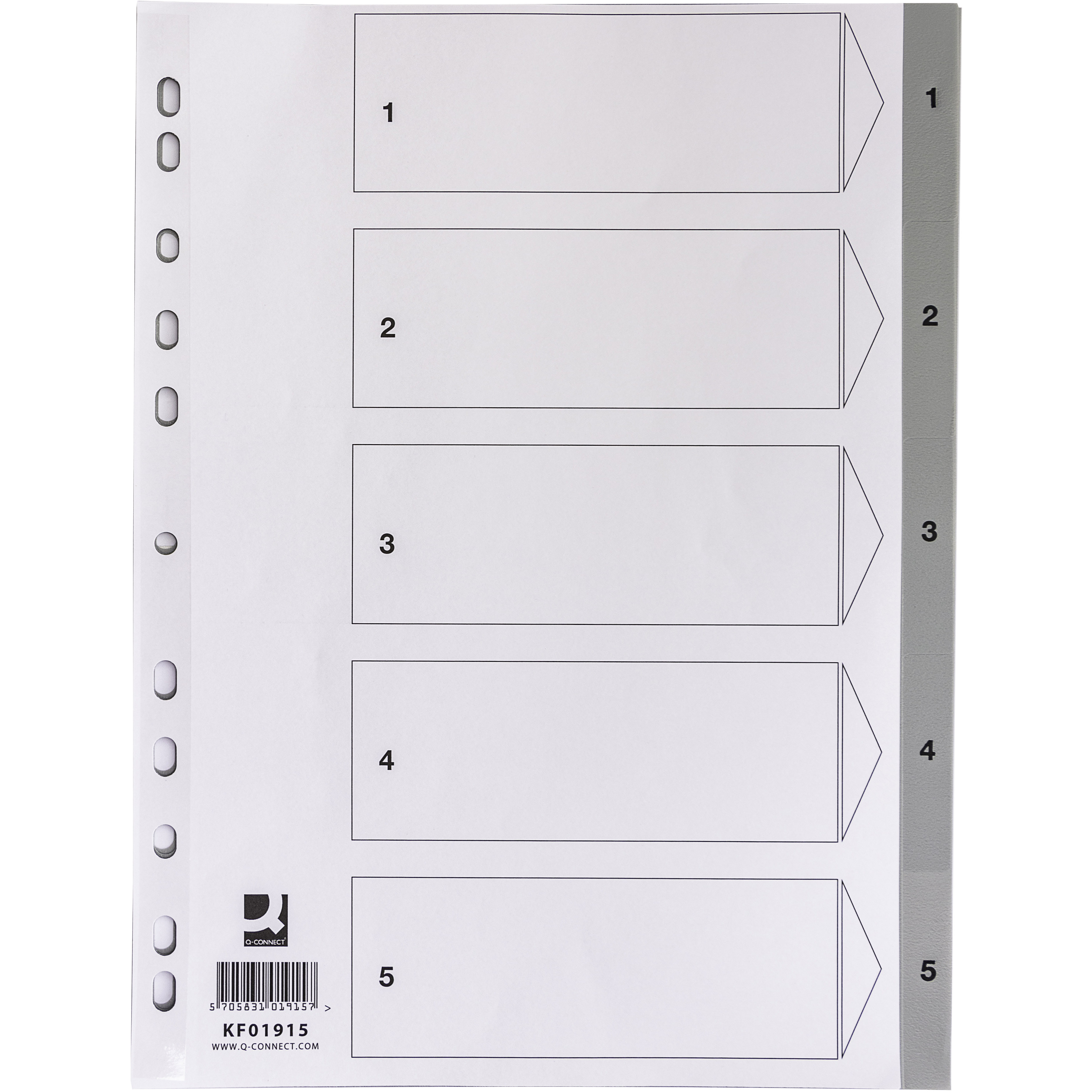 Q-connect register A4 med 5 tabs grå
