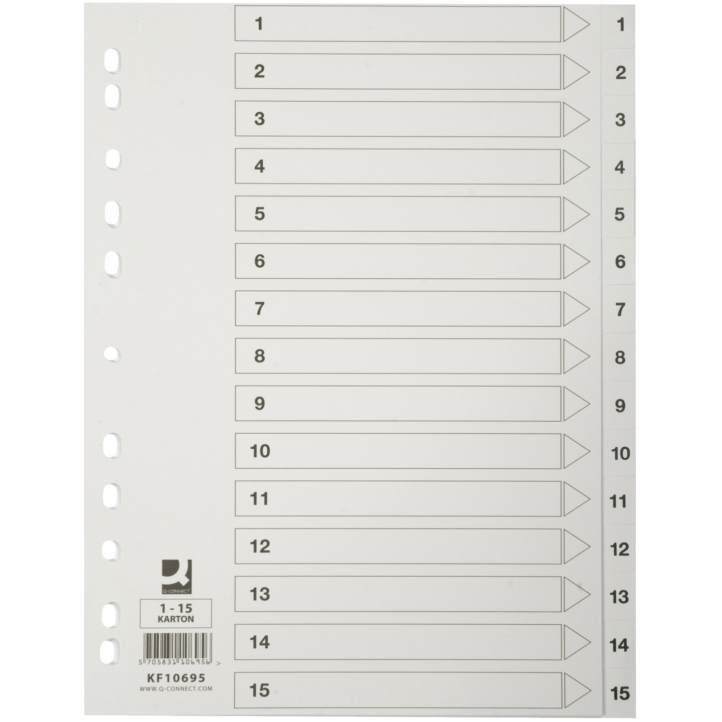 Q-connect register i A4 1-15 i karton i farven hvid