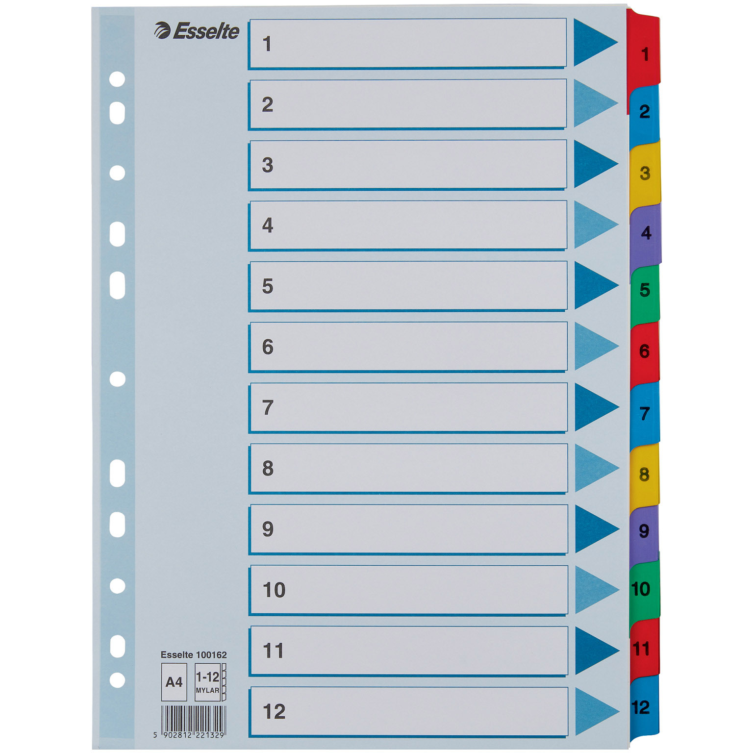 Esselte Mylar A4 register 1-12tabs